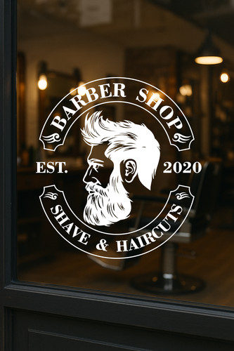Barbershop vinyl window decal - vinyl,